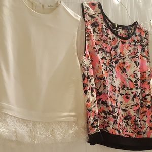 Lot of 3 crop tops - 2 white, one pink/black multi